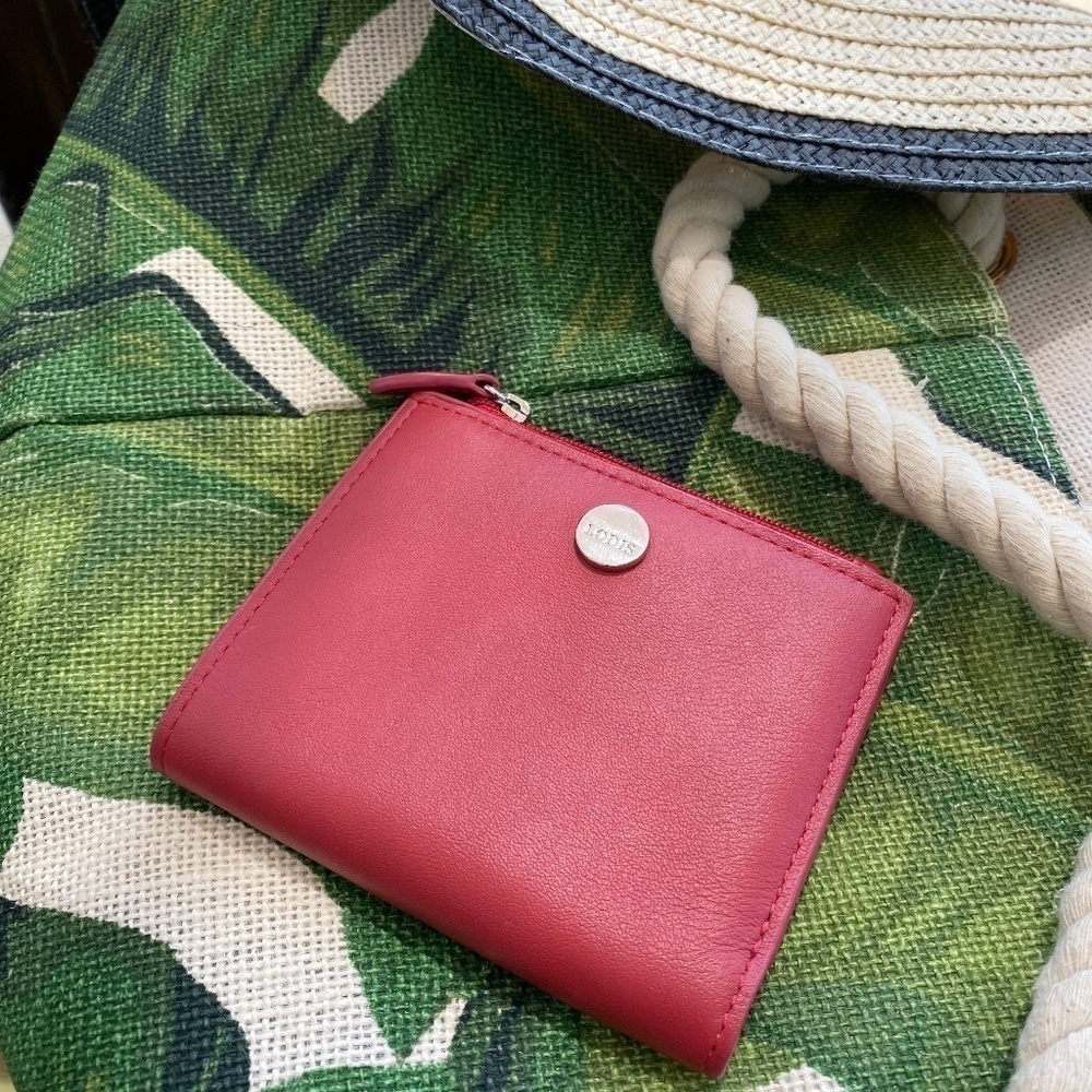 Lodis red leather lock it safe wallet